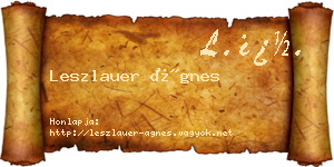 Leszlauer Ágnes névjegykártya